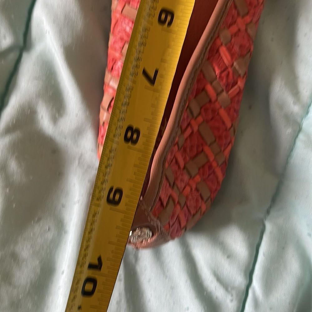 Elliott Lucca leather orange and tan woven ballerina flats with front bow SZ9 - Picture 12 of 12